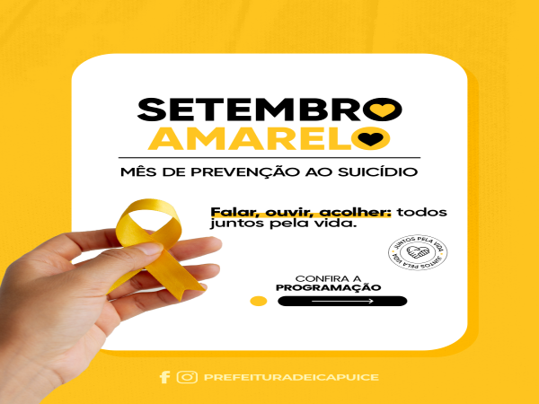Saúde Mental: Prefeitura promove programação do Setembro Amarelo